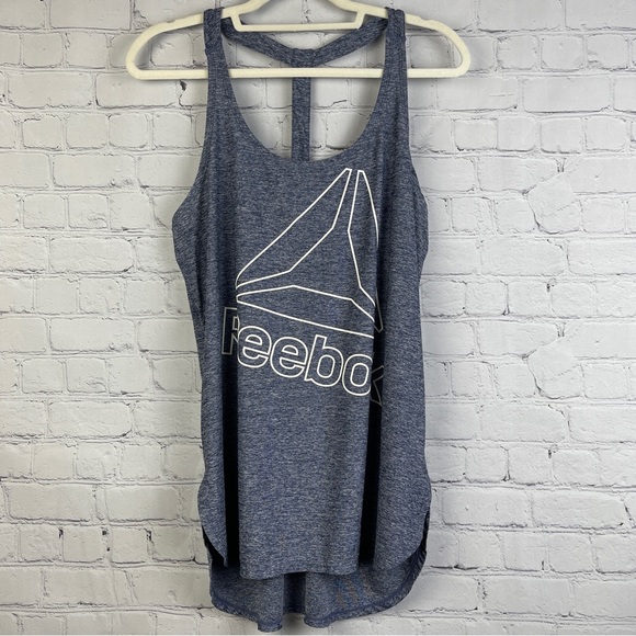 REEBOK gray logo workout racerback tank top, size L - Picture 3 of 12